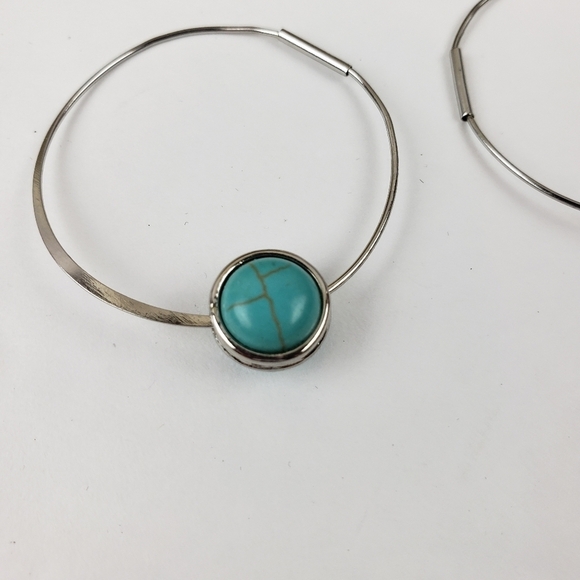 Turquoise Necklace Earrings  Set Beaded Leather Silver Kenneth Cole Adjustable - Picture 5 of 12